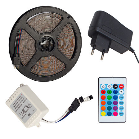 OM-7 SİLİKONLU 5 METRE RGB ŞERİT LED ANİMASYON DEVRELİ + ADAPTÖR SET (4767)