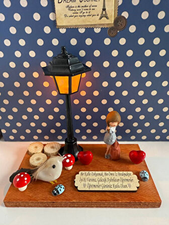 Kişiye Özel Işıklı Öğretmenler Günü Hediyesi  Kadın Öğretmen El Yapımı, Kalpten Mesajlı Dekoratif 