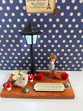 Kişiye Özel Işıklı Öğretmenler Günü Hediyesi  Kadın Öğretmen El Yapımı, Kalpten Mesajlı Dekoratif 