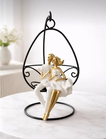 Romantik Salıncakta Çift Biblosu  Modern Dekoratif Obje