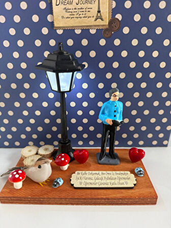 Kişiye Özel Işıklı Öğretmenler Günü Hediyesi  Erkek Öğretmen El Yapımı, Kalpten Mesajlı Dekoratif La