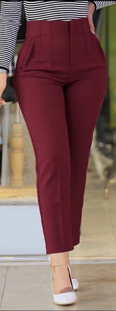 Kadın üste Oturan Paçası Bilek üzerinde Biten Atlas Kumaş Pantolon 36 (S) - 48 (4XL)