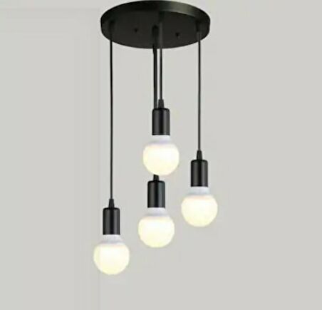DEMET HABEK   MYLİGHTS RETRO  DÖRTLÜ  METAL SARKIT AVİZE  30 CM