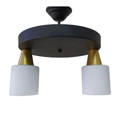 MYLİGHTS  MODERN SİYAH İKİLİ YUVARLAK SARKIT AVİZE OPAL CAM  30CM EN