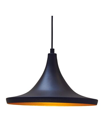 MYLİGHTS   METAL SİYAH İÇİ SARI METAL SARKIT AVİZE 27 CM