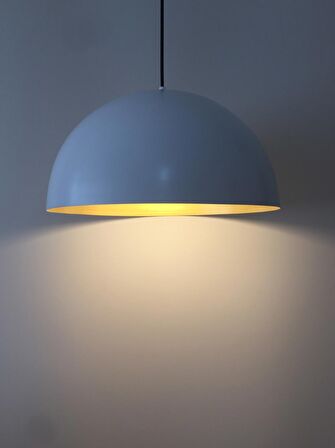 MYLİGHTS  SPOR  BEYAZ İÇİ SARI METAL SARKIT AVİZE  40CM