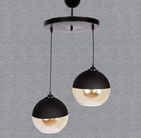 MYLİGHTS   RETRO  İKİLİ SARKIT AVİZE 20 CM CAMLI
