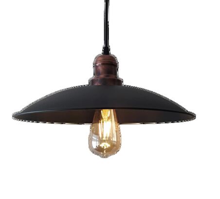 MYLİGHTS   RETRO  SİYAH BAKIR ESKİTME METAL SARKIT AVİZE 35 CM