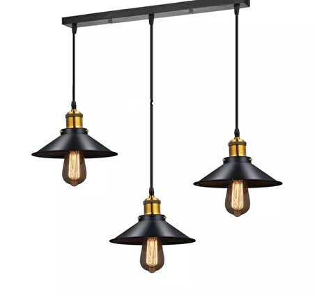 MYLİGHTS   RETRO METAL  ÜÇLÜ SIRALI  RUSTİK AVİZE 60CM EN   MASA ÜSTÜ