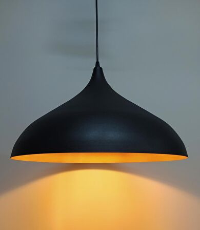 MYLİGHTS   SİYAH  İÇİ SARI METAL SARKIT AVİZE    43 CM   EN