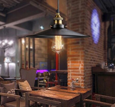 MYLİGHTS  RETRO METAL SARKIT AVİZE RUSTİK TEKLİ SİYAH  İÇİ SİYAH  30CM  EN