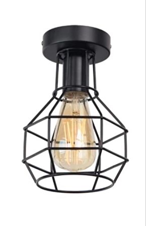 DEMET HABEK  MYLİGHTS  RETRO RUSTİK METAL KAFES ARMATÜR AVİZE PLOFONYER TEKLİ