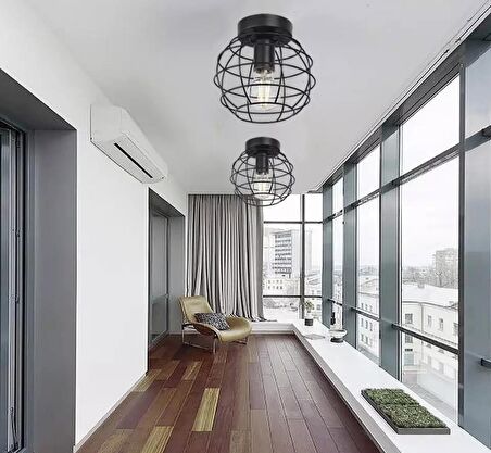 DEMET HABEK  MYLİGHTS RETRO DÜNYA KAFES AVİZE TAVAN AVİZE PLOFONYER ARMATÜR