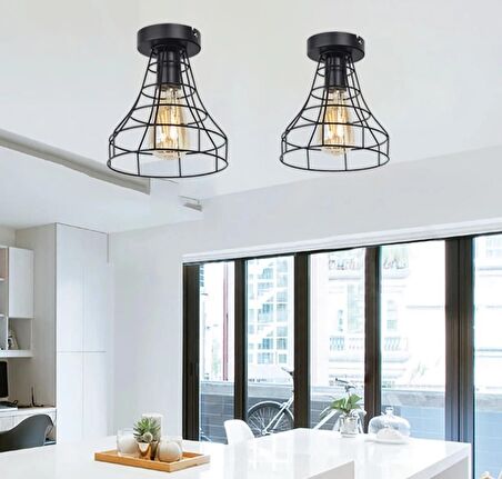 MYLİGHT S RETRO RUSTİK KONİK KAFES ARMATÜR AVİZE