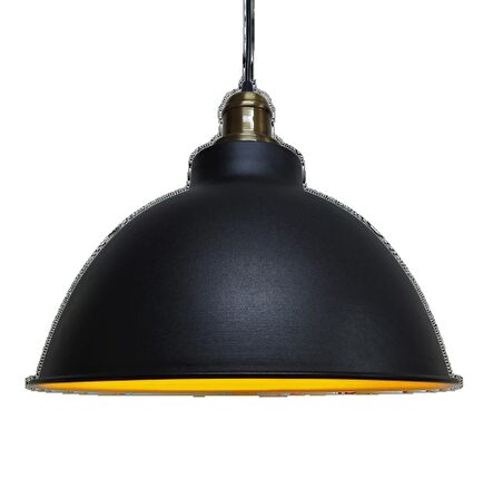 MYLİGHTS  RETRO RUSTİK ESKİTME ASKILI METAL SARKIT AVİZE  SİYAH  İÇİ ALTIN