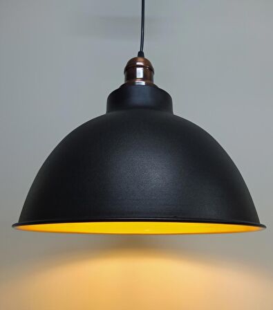 MYLİGHTS  RETRO RUSTİK  BAKIR ASKILI METAL SARKIT AVİZE SİYAH  İÇİ ALTIN