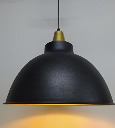 MYLİGHTS  RETRO RUSTİK METAL SARKIT AVİZE SİYAH  İÇİ ALTIN AVİZE