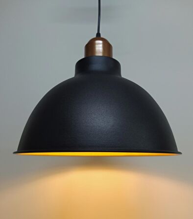 MYLİGHTS  RETRO RUSTİK  BAKIR ASKLI METAL SRKIT AVİZE SİYAH  İÇİ ALTIN