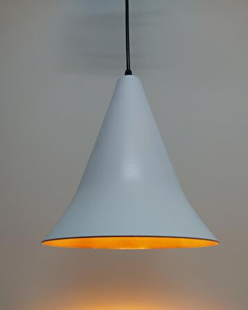 MYLİGHTS  RETRO  RUSTİK METAL SARKIT AVİZE  BEYAZ  İÇİ ALTIN  TEKLİ AVİZE