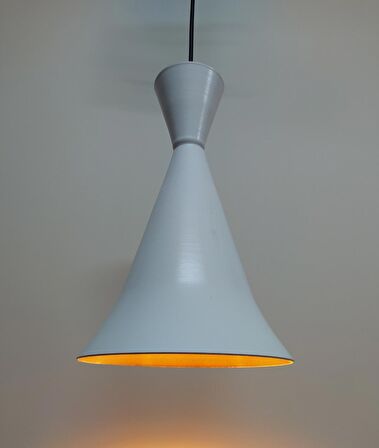 MYLİGHTS  BEYAZ İÇİ ALTIN KONİK METAL SARKIT AVİZE RUSTİK TEKLİ SARKIT
