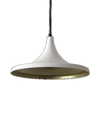 MYLİGHTS  37 CM  MAT BEYAZ  İÇİ ALTIN METAL SARKIT AVİZE RUSTİK RETRO TEKLİ  