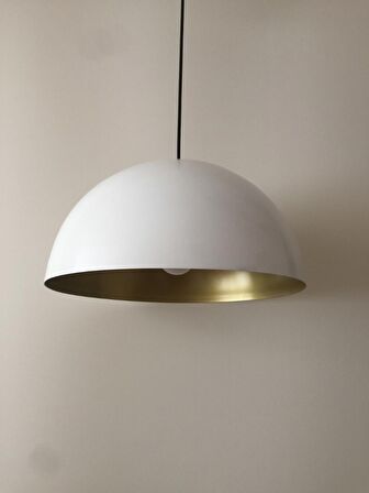 MYLİGHTS BEYAZ  İÇİ BAKIR 40 CM  METAL SARKIT AVİZE