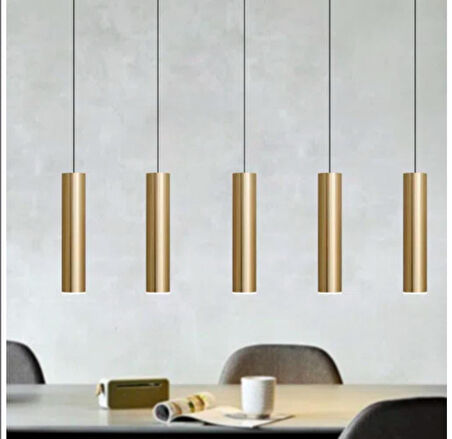  Mylights sıralı masaüstü beşli 5 li sartkıt 120cm metal gövde tasarruflu led ampul eskitme kaplama mat sarı 