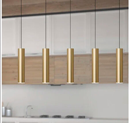  Mylights sıralı masaüstü beşli 5 li sartkıt 120cm metal gövde tasarruflu led ampul eskitme kaplama mat sarı 