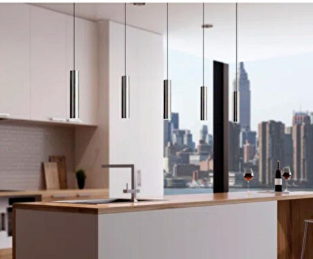  Mylights sıralı masaüstü beşli 5 li sartkıt 120cm metal gövde tasarruflu led ampul inox paslanmaz  kaplama mat sarı 