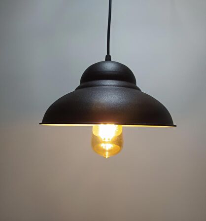 MYLİGHTS RETRO RUSTİK  VİNTAGE METAL SAKIR AVİZE SİYAH İÇİ ALTIN