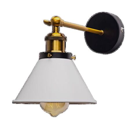 Retro Rustik Metal Retro Salon - Yatak Odası Duvar Beyaz - Gold Aplik