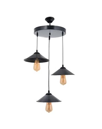 MYLİGHTS  RETRO  RUSTİK VİNTAGE  METAL SARKIT AVİZE  MAT SİYAH  ÜÇLÜ