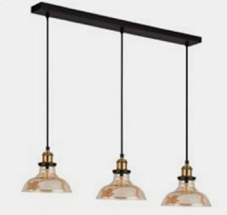 mylights  retro  üçlü masa üstü vintage rustik camlı avize 100 cm kasa