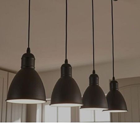 mylights  retro  rustik  masa üstü  dörtlü metal avize   100CM SİYAH TABAN