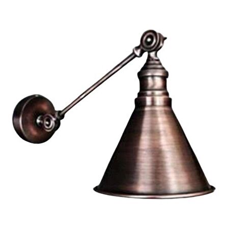 mylights  vintage rustik bakır eskitme fırcalanmış huni aplik  çift mafsalı