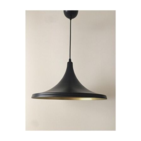 MYLİGHTS MAT SİYAH  İÇİ ALTIN METAL SARKIT AVİZE 36 CM