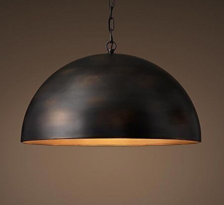 mylights vintage zincirli metal sarkıt avize  40 cm cap  bakır fırcalanmış  