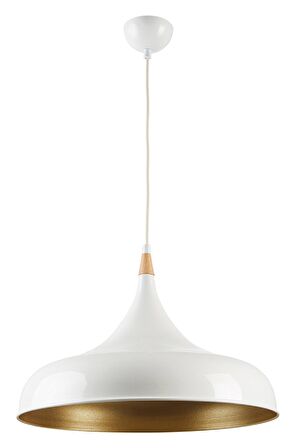 MYLİGHTS BEYAZ İÇİ ALTIN AHŞAP SÜSLÜ  METAL SARKIT AVİZE