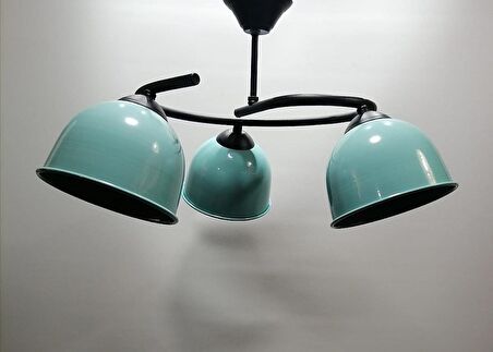 mylights  üçlü turkuaz  başlılı metal avize  rustik vintage avize