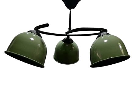 MYLİGHTS  HAKİ YEŞİL  ÜÇLÜ METAL AVİZE  RUSTİK VİNTAGE  AVİZE