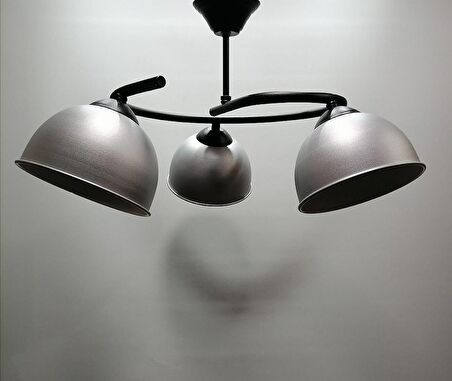 MYLİGHTS  GRİ BAŞLIKLI METAL AVİZE  ÜÇLÜ AVİZE