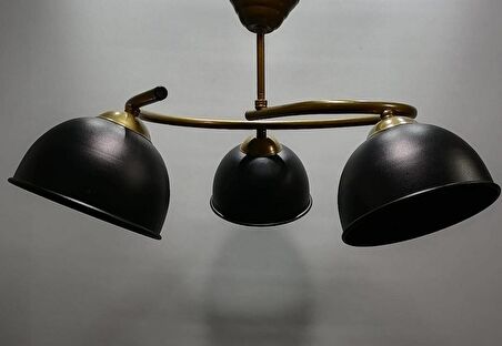 MYLİGHTS  MAT ALTIN SİYAH  BAŞLIKLI ÜÇLÜ METAL AVİZE