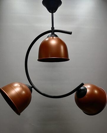 MYLİGHTS BAKIR BAŞLIKLI  ÜÇLÜ SARKIT METAL AVİZE
