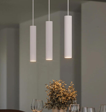 MYLİGHTS beyaz 60 cm metal sarkıt üçlü avize os-ram led ampullü 3000k 