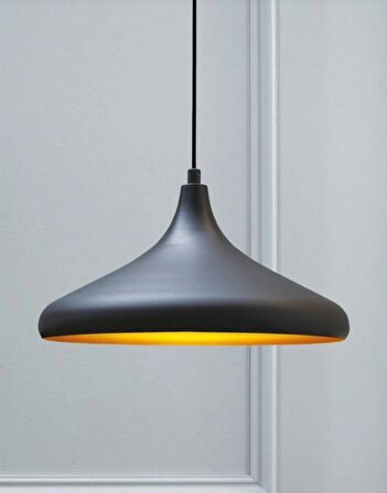 MYLİGHTS  METAL SİYAH İÇİ ALTIN MODERN SPOR AVİZE 35 CM EN  