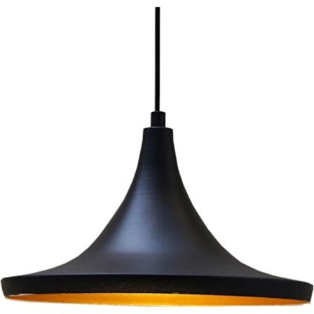 MYLİGHTS RETRO RUSTİK SİYAH  İÇİ ALTIN METAL SAKIT AVİZE 35 CM