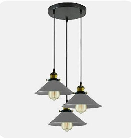 MYLİGHTS RETRO RUSTİK GRİ BAŞLIKLI METAL SARKIT VİNTAGE AVİZE  