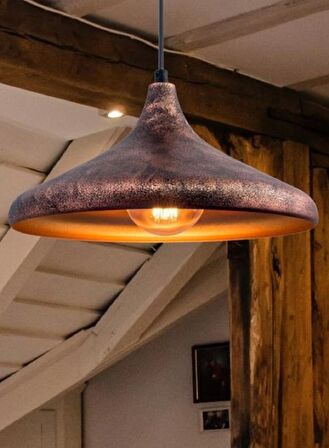 MYLİGHTS  RETRO RUSTİK METAL BAKIR FIRCALI SARKIT AVİZE  35CM 