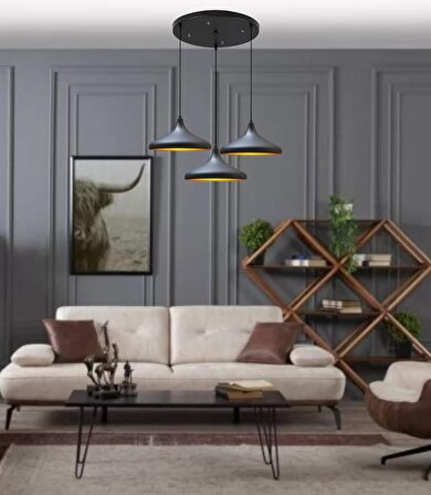 Mylights üçlü sarkıt avize metal sarkıt salo. Avize 