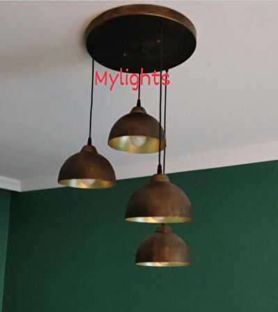 Mylights eskitme fırçalı metal sarkıt rustik vintage  dört avize salon avize 